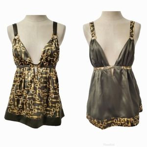 NWOT bebe Horsebit Silk Reversible Top Size XS